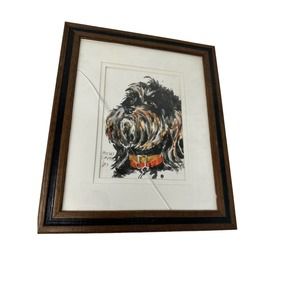 Watercolor Paintings Original Framed Small 8 X 11 Micki Samson Dog Art